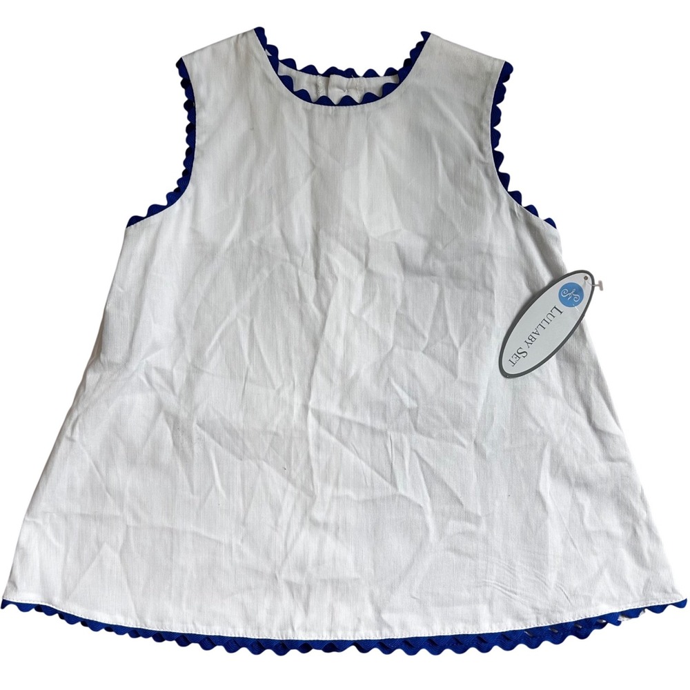 Lullaby Set Girls White Corduroy Ric Rac Scallop Trim Top‎ Sleeveless Size 5 NWT